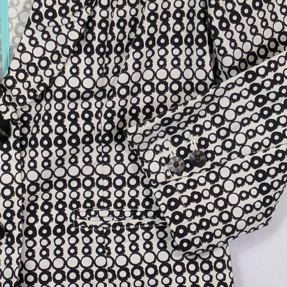 CAbi Blazer Cropped Jacket 3/4 Sleeve 2 Button Black & White Circles Size 6 - Picture 3 of 14